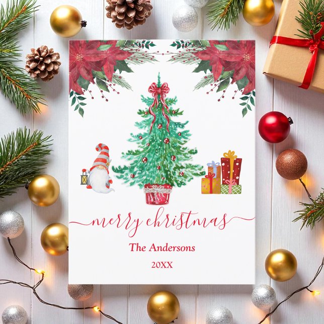 Postale Joyeux Noël Arbre Père Noël Green Red Carte postal (Créateur téléchargé)