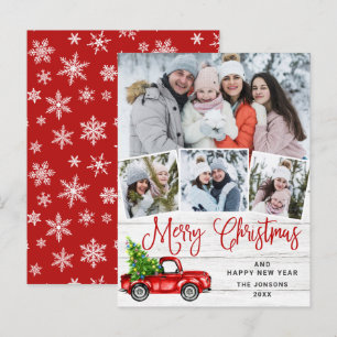 Postale Joyeux Noël Camion de ferme rouge 4 Carte photo