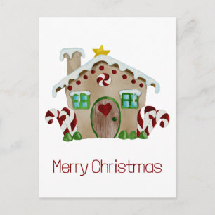 Postale Joyeux Noël Carte de la maison en pain d'épices