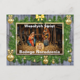 Postale Joyeux Noël Carte de Noël religieuse en polonais