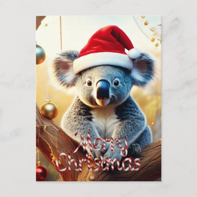 Postale Joyeux Noël Koala assis sur la carte Gumtree (Devant)
