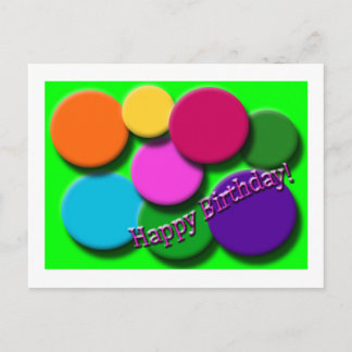 Postale Joyeux Nouvel Anniversaire néon points carte posta