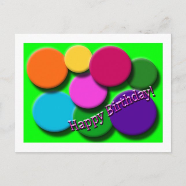 Postale Joyeux Nouvel Anniversaire néon points carte posta (Devant)