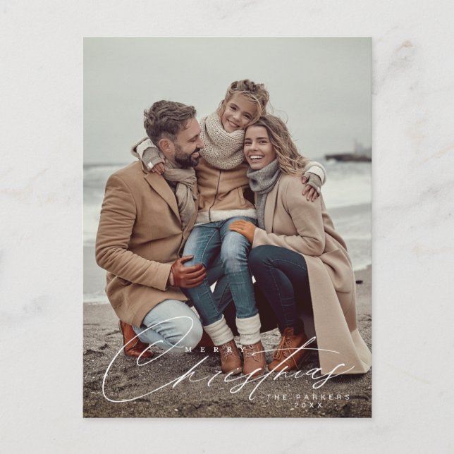 Postale Joyeux script de Noël carte photo de vacances (Devant)