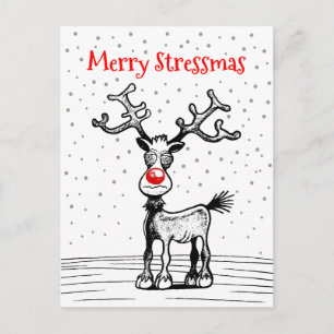 Postale Joyeux Stress Noël Rudolph Carte de Noël
