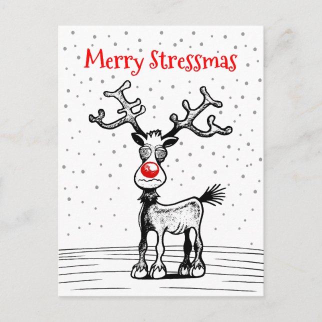 Postale Joyeux Stress Noël Rudolph Carte de Noël (Devant)