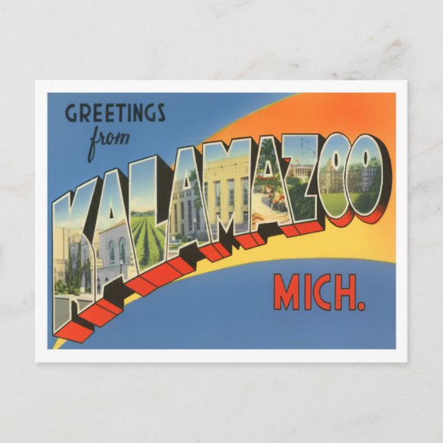 Postale Kalamazoo, Michigan Vintage Big Letters Carte post (Devant)