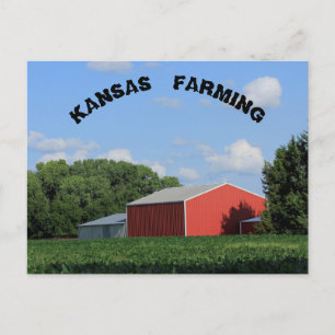 Postale Kansas Agriculture avec haricots de soja et carte
