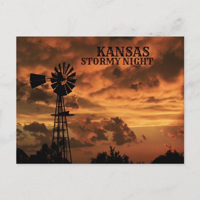 Postale Kansas Stormy Night Windmill POST CARTE (Devant)