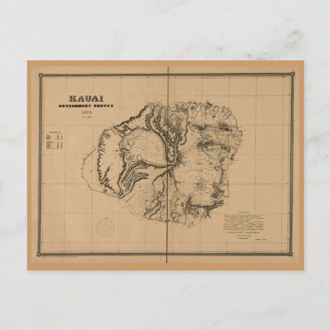 Postale Kauai, 1878, Carte d'Hawaï Vintage (Devant)