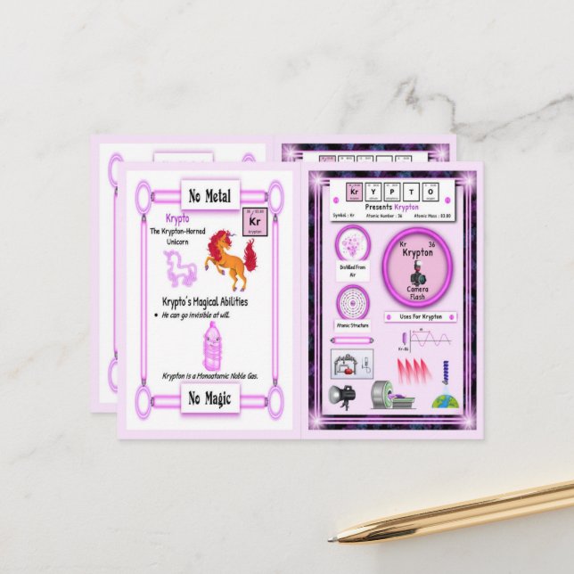 Postale Krypto - Krypton Horn Carte de jeu Unicorn (Devant/Arrière en situation)