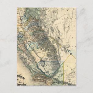 Postale La carte de la Californie de Britton et Rey