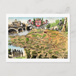 Postale La carte de la vallée de la Dordogne France