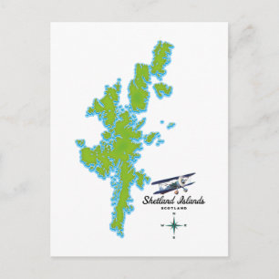 Postale La carte des îles Shetland