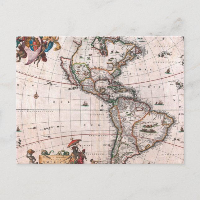 Postale La carte du Nouveau Monde de Visscher (Devant)