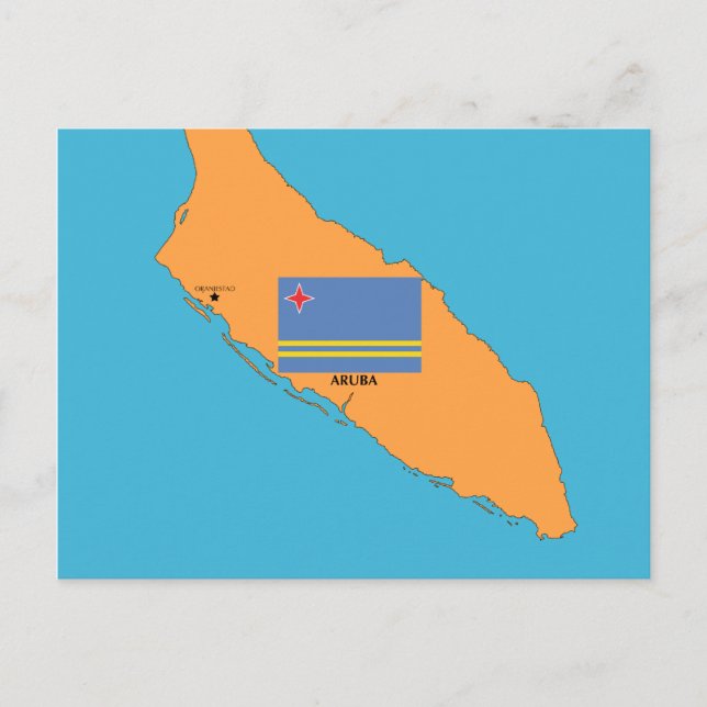 Postale La carte et le drapeau d'Aruba (Devant)