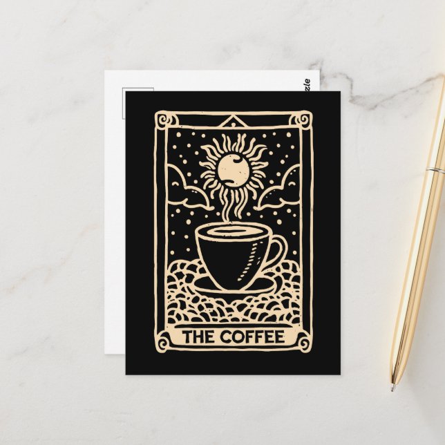 Postale La carte tarot café sombre académicien (Devant/Arrière en situation)