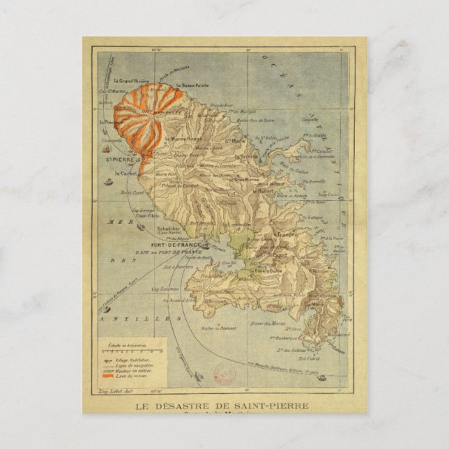 Postale La catastrophe de Saint Pierre Carte de Martinique (Devant)