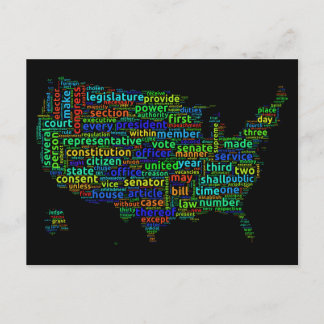 Postale La Constitution des États-Unis Carte du nuage sur 