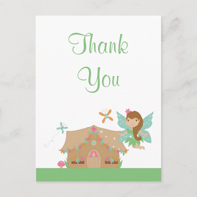 Postale La fée volante de la mignonne fille merci carte po (Devant)