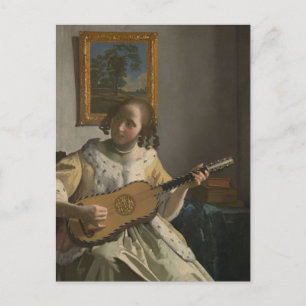 Postale La joueuse de guitare par Johannes Vermeer Carte p