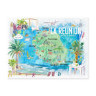 La Réunion Carte illustrée de l'île de voyage 