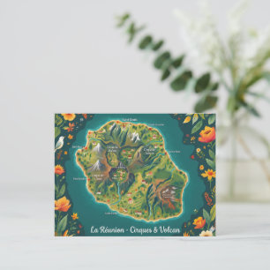 Postale La Réunion – Cirques & Volcan   Carte illustrée