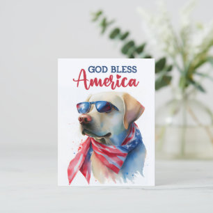 Postale Labrador Retriever, Dieu bénisse l'Amérique Carte