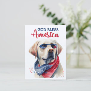 Postale Labrador Retriever, Dieu bénisse l'Amérique Carte