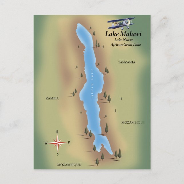 Postale Lac Malawi, carte de voyage affiche impression (Devant)