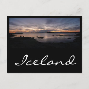 Postale Lac Myvatn coucher de soleil noir en islande carte