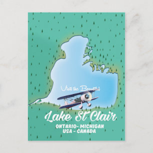 Postale lac St Clair États-Unis Canada carte du lac