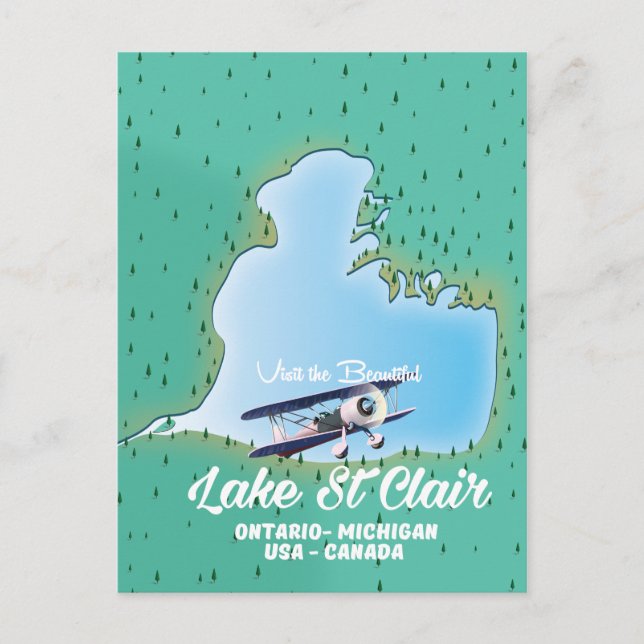 Postale lac St Clair États-Unis Canada carte du lac (Devant)