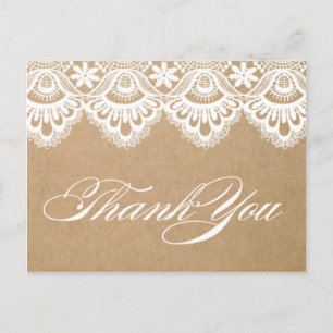 POSTALE LAINE RUSTIQUE   CARTE POST MERCI MARIAGE