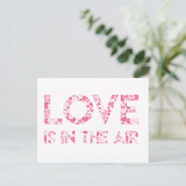 Postale L'AMOUR EST DANS L'AIR - Pink Hearts Motif Carte p (Debout devant)