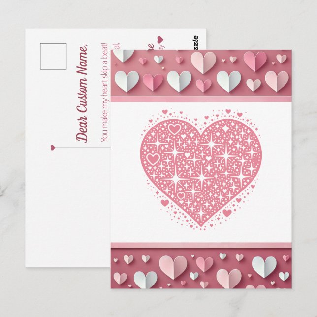 Postale L'amour est en l'air" Carte Saint Valentin (Devant / Derrière)