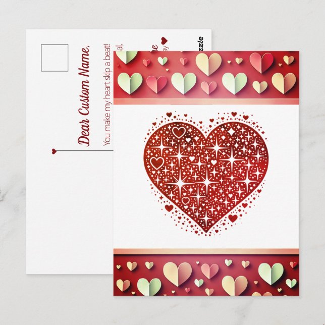 Postale L'amour est en l'air" Carte Saint Valentin (Devant / Derrière)