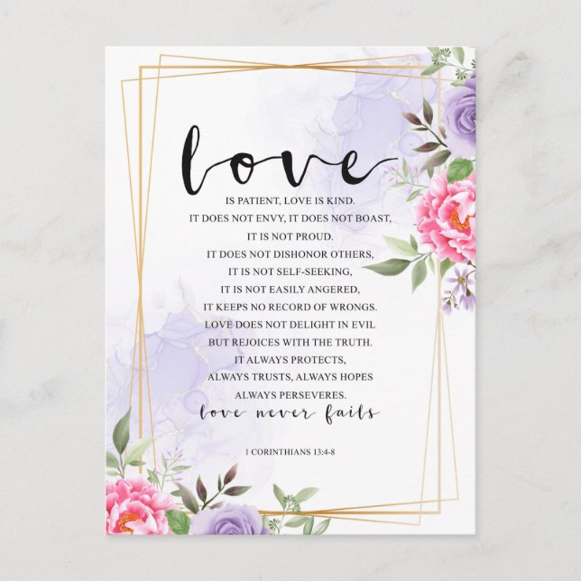 Postale L'amour est patient, L'amour est gentil Carte post (Devant)