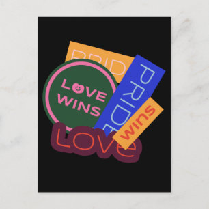 Postale L'amour gagne. Fierté. La fierté l'emporte. Carte 