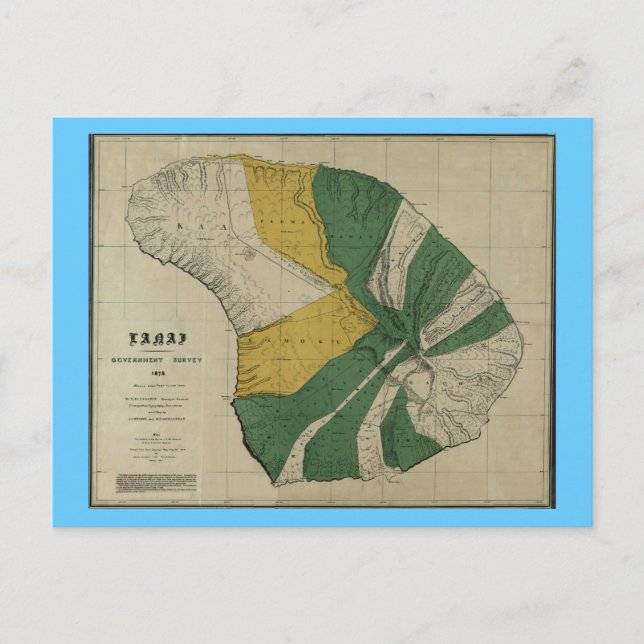 Postale Lanai, 1878, Carte Vintage Hawaii (Devant)