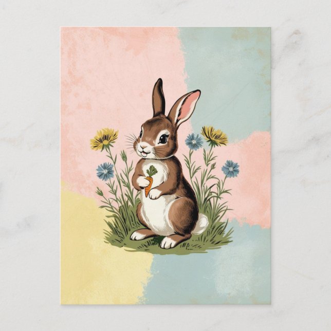 Postale Lapin vintage - Carte de Pâques Nostalgique (Devant)