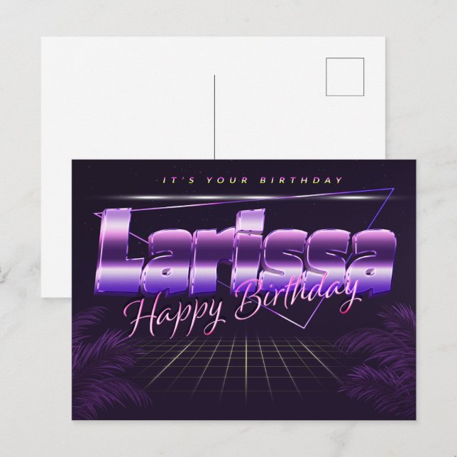 Postale Larissa Nom Prénom Date d'anniversaire de la carte (Devant / Derrière)