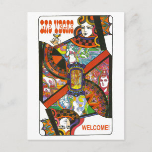 Postale Las Vegas reine carte à jouer, voyage vintage