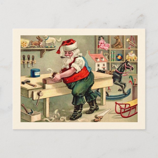 Postale L'Atelier du Père Noël Carte Vintage  (Devant)