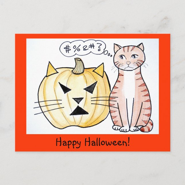 Postale Leo The Cat - Carte de voeux Halloween (Devant)