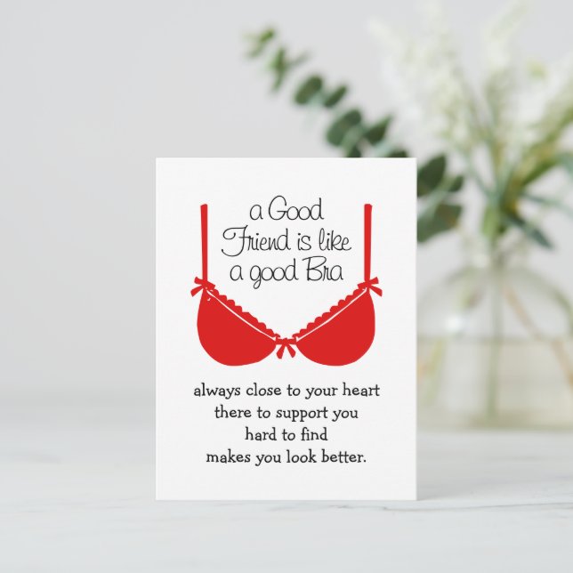 Postale Les bons amis sont comme les soutiens-gorge, carte (Debout devant)