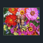 Postale Les elfes d'maïs sur le spray de fleurs carte post<br><div class="desc">Les elfes d'Acorn sur le spray des fleurs carte postale - drôle de carte postale de poste d'été</div>