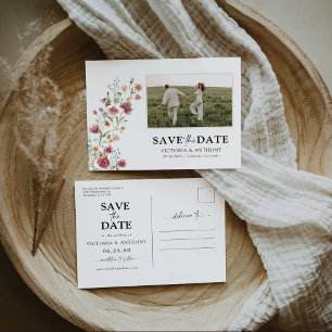Postale Les fleurs sauvages sauvent la date avec la carte