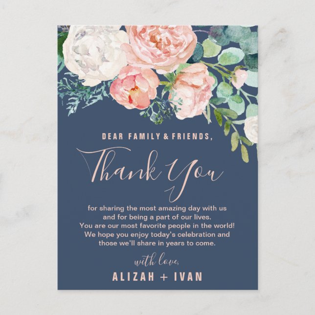Postale Les pivoines romantiques | Carte de réception Merc (Devant)