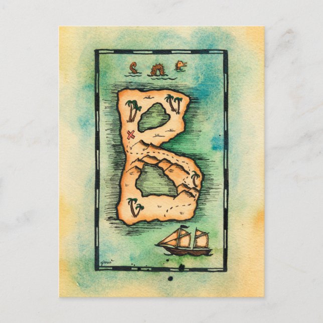 Postale Lettre B Carte du trésor (Devant)